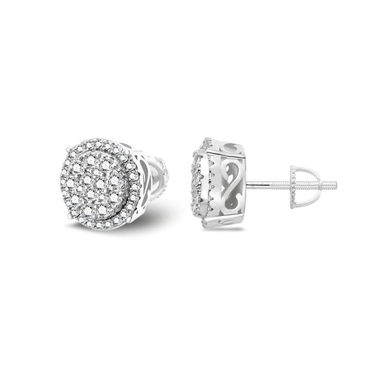 Sterling Silver Moissanite Round Shape Stud Earrings 3/4 Ctw