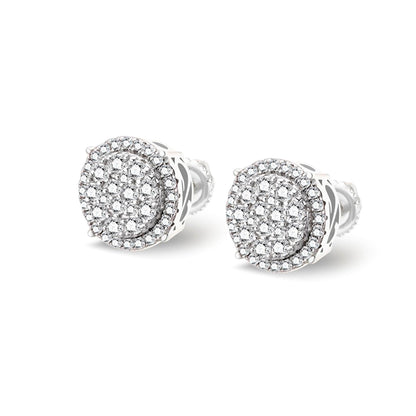 Sterling Silver Moissanite Round Shape Stud Earrings 3/4 Ctw