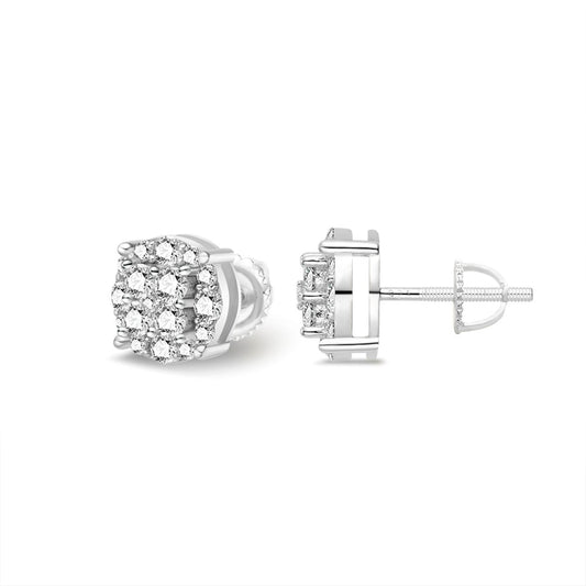 Sterling Silver Moissanite Designer Stud Earrings 1-1/8 Ctw