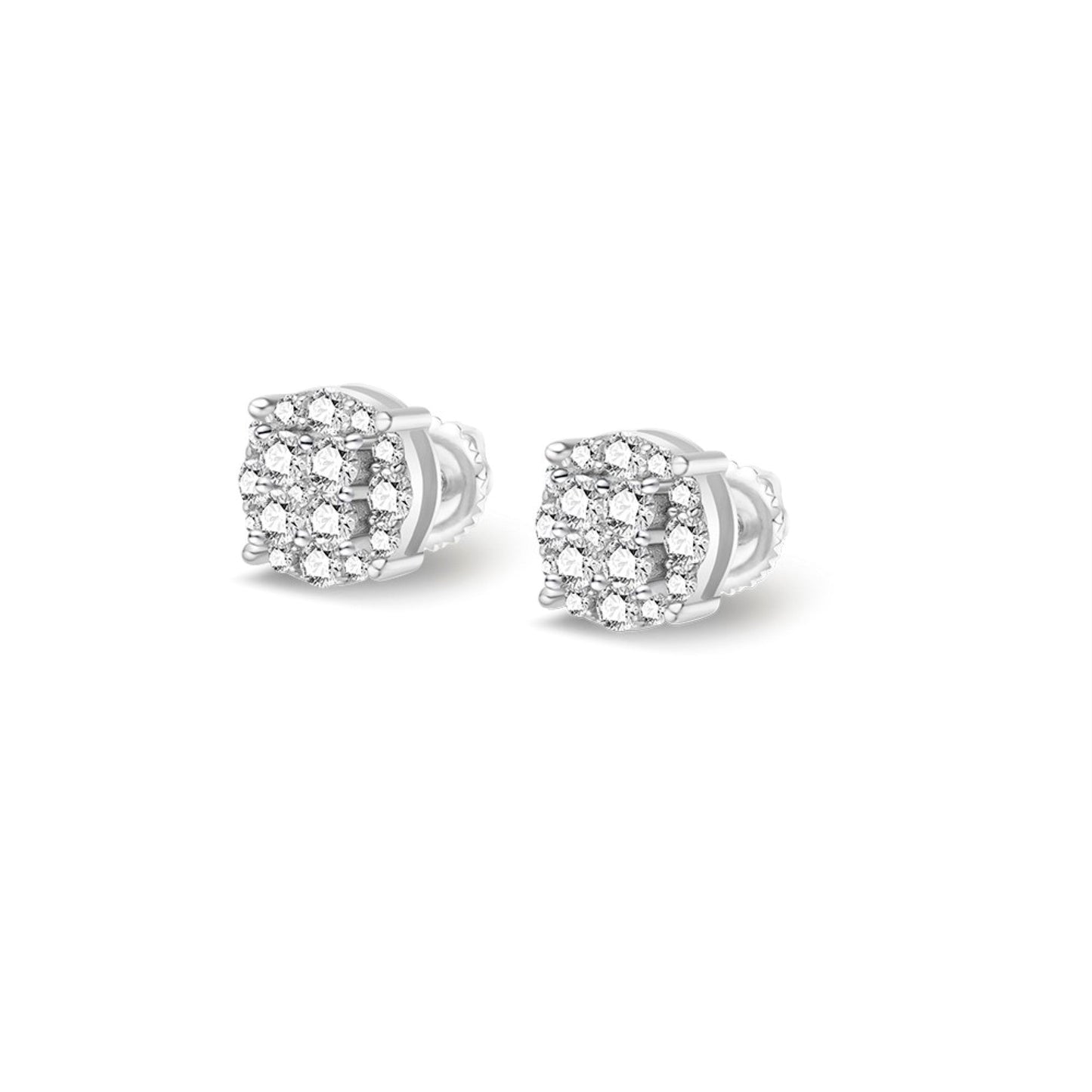 Sterling Silver Moissanite Designer Stud Earrings 1-1/8 Ctw