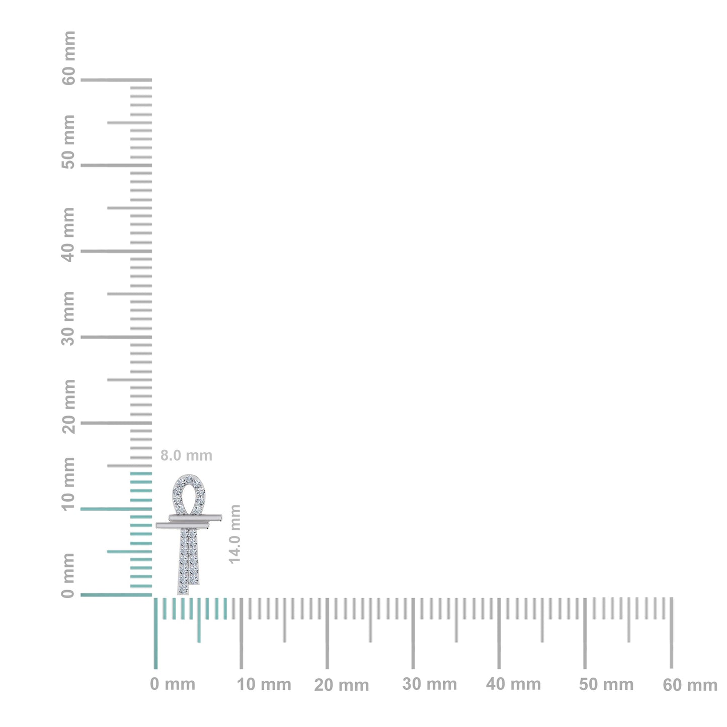 10K White Gold Round Diamond Ankh Religious Earrings 1/8 Ctw