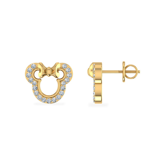 10K Yellow Gold Round Diamond Designer Stud Earrings 1/10 Ctw