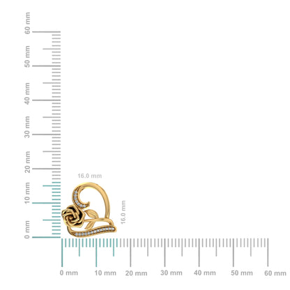 10K Yellow Gold Round Diamond Womens Heart Rose Heart Pendant 1/25 Ctw