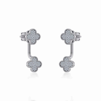 10K White Gold Womens Round Diamond Cluster Top Open Earrings 1/5 Ctw