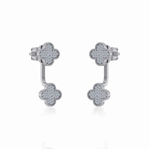 10K White Gold Womens Round Diamond Cluster Top Open Earrings 1/5 Ctw
