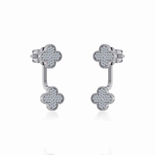 10K White Gold Womens Round Diamond Cluster Top Open Earrings 1/5 Ctw