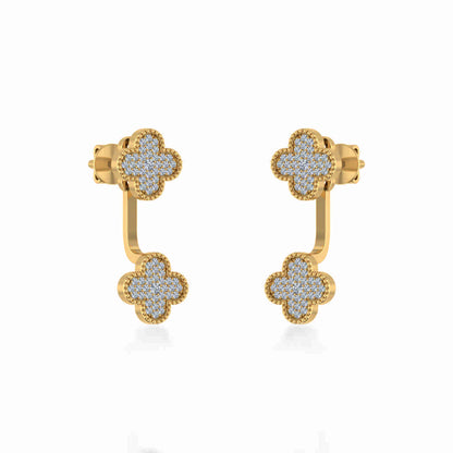 10K Yellow Gold Womens Round Diamond Cluster Top Open Earrings 1/5 Ctw