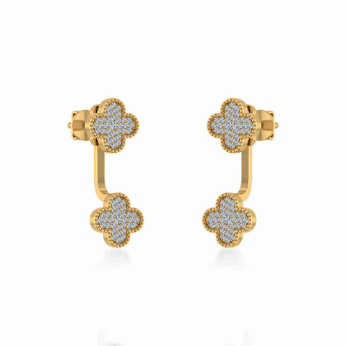 10K Yellow Gold Womens Round Diamond Cluster Top Open Earrings 1/5 Ctw