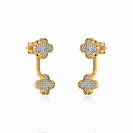 10K Yellow Gold Womens Round Diamond Cluster Top Open Earrings 1/5 Ctw