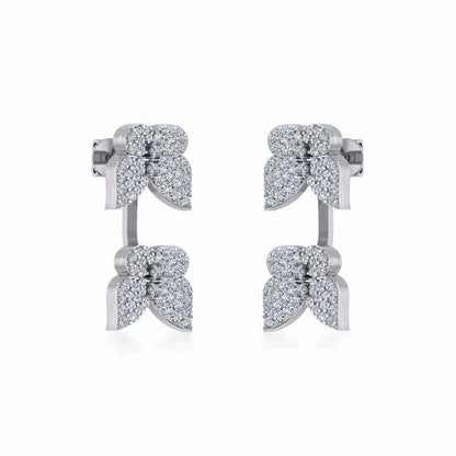 10K White Gold Womens Round Diamond Butterfly Cluster Top Open EarRing 1/4 Ctw