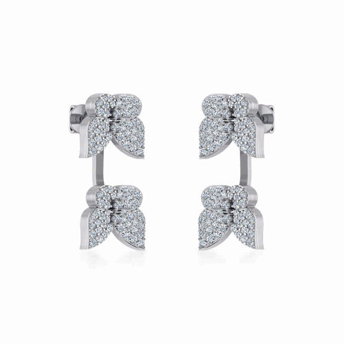 10K White Gold Womens Round Diamond Butterfly Cluster Top Open EarRing 1/4 Ctw