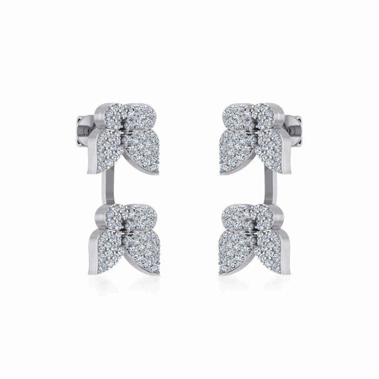 10K White Gold Womens Round Diamond Butterfly Cluster Top Open EarRing 1/4 Ctw