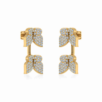 10K Yellow Gold Womens Round Diamond Butterfly Cluster Top Open Earring 1/4 Ctw