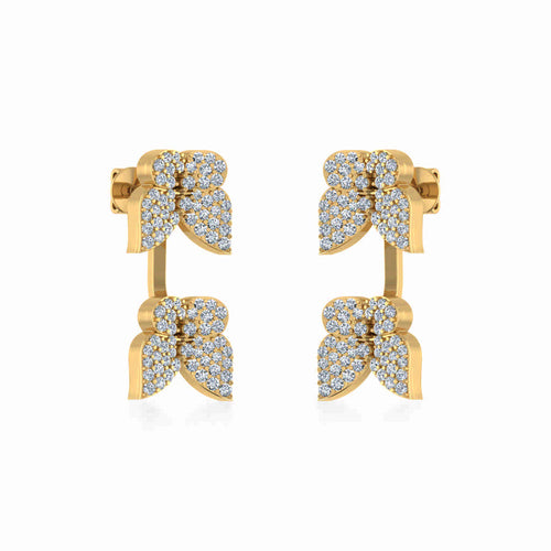 10K Yellow Gold Womens Round Diamond Butterfly Cluster Top Open Earring 1/4 Ctw
