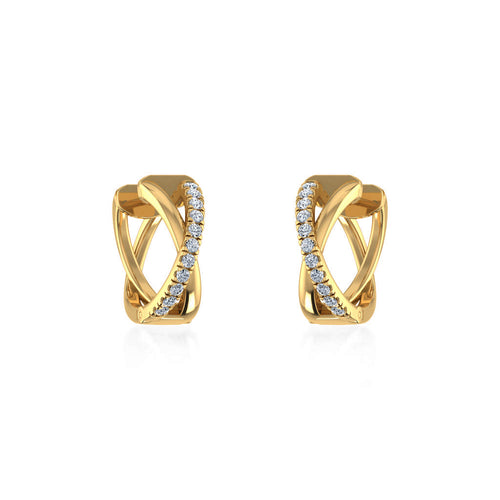10K Yellow Gold Womens Round Diamond Small Huggies Earrings 1/2 Ctw