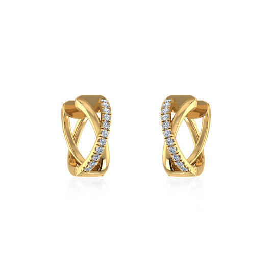 10K Yellow Gold Womens Round Diamond Small Huggies Earrings 1/2 Ctw