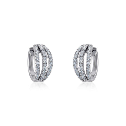 10K White Gold Womens Round Diamond Small Huggies Earrings 3/4 Ctw