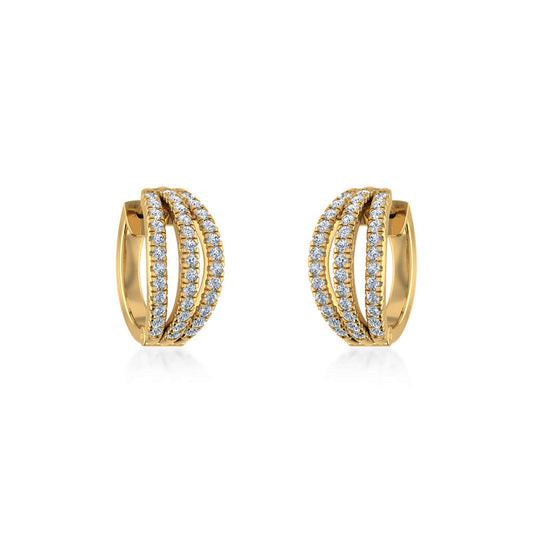10K Yellow Gold Womens Round Diamond Small Huggies Earrings 3/4 Ctw