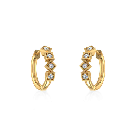 10K Yellow Gold Womens Round Diamond Small Huggies Earrings 1/5 Ctw