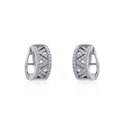 10K White Gold Womens Round Diamond Small Huggies Earrings 7/8 Ctw
