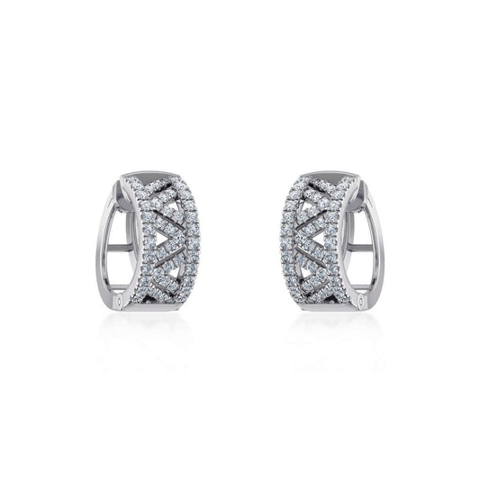 10K White Gold Womens Round Diamond Small Huggies Earrings 7/8 Ctw