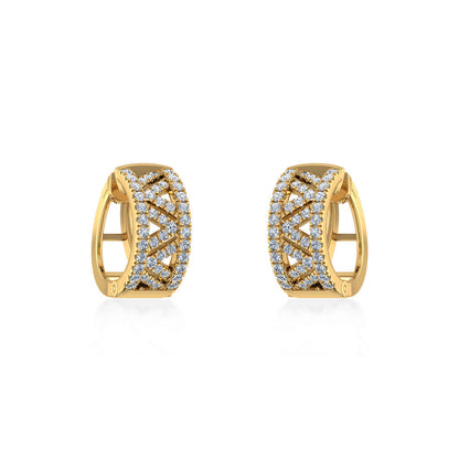 10K Yellow Gold Womens Round Diamond Small Huggies Earrings 7/8 Ctw