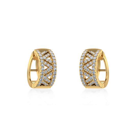 10K Yellow Gold Womens Round Diamond Small Huggies Earrings 7/8 Ctw