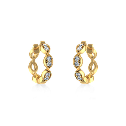 10K Yellow Gold Womens Round Diamond Small Huggies Earrings 1/3 Ctw
