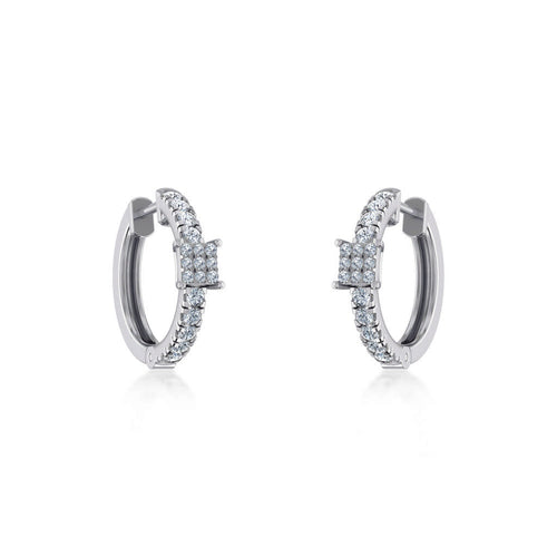 10K White Gold Womens Round Diamond Small Huggies Earrings 5/8 Ctw