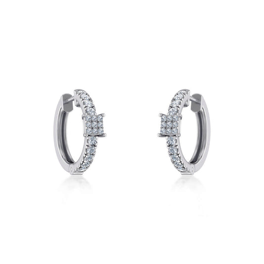 10K White Gold Womens Round Diamond Small Huggies Earrings 5/8 Ctw