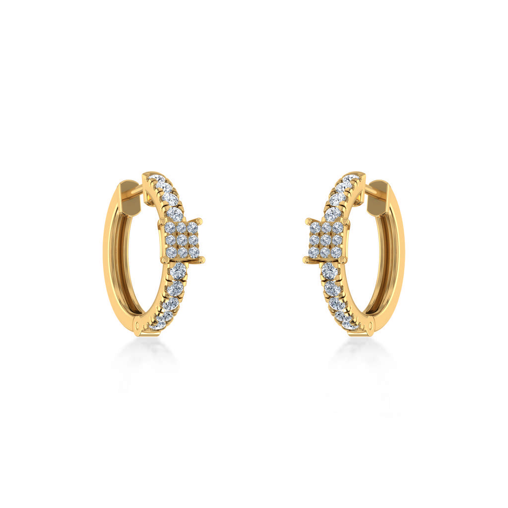 10K Yellow Gold Womens Round Diamond Small Huggies Earrings 5/8 Ctw