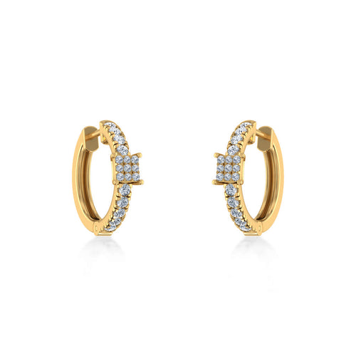 10K Yellow Gold Womens Round Diamond Small Huggies Earrings 5/8 Ctw