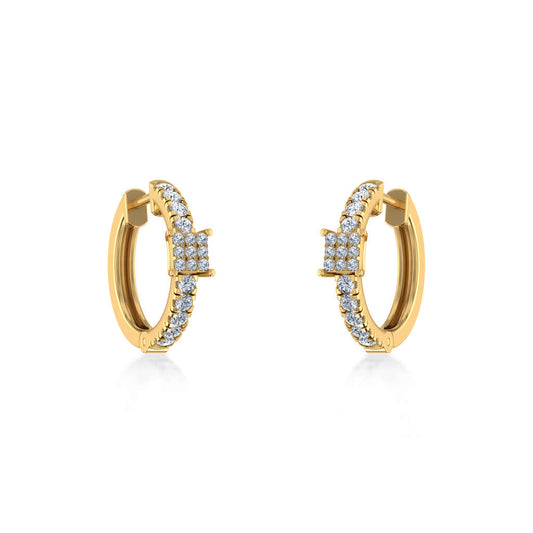 10K Yellow Gold Womens Round Diamond Small Huggies Earrings 5/8 Ctw