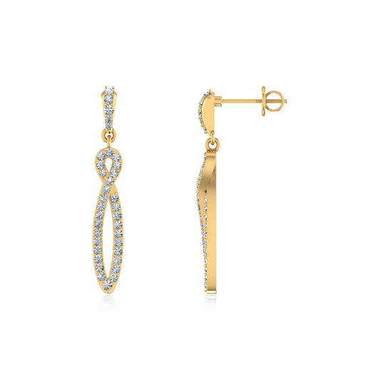 10K Yellow Gold Round Diamond Infinity Dangling Earrings 5/8 Ctw