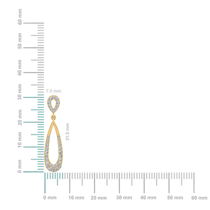 10K Yellow Gold Round Diamond Drop Shape Dangling Earrings 1/2 Ctw