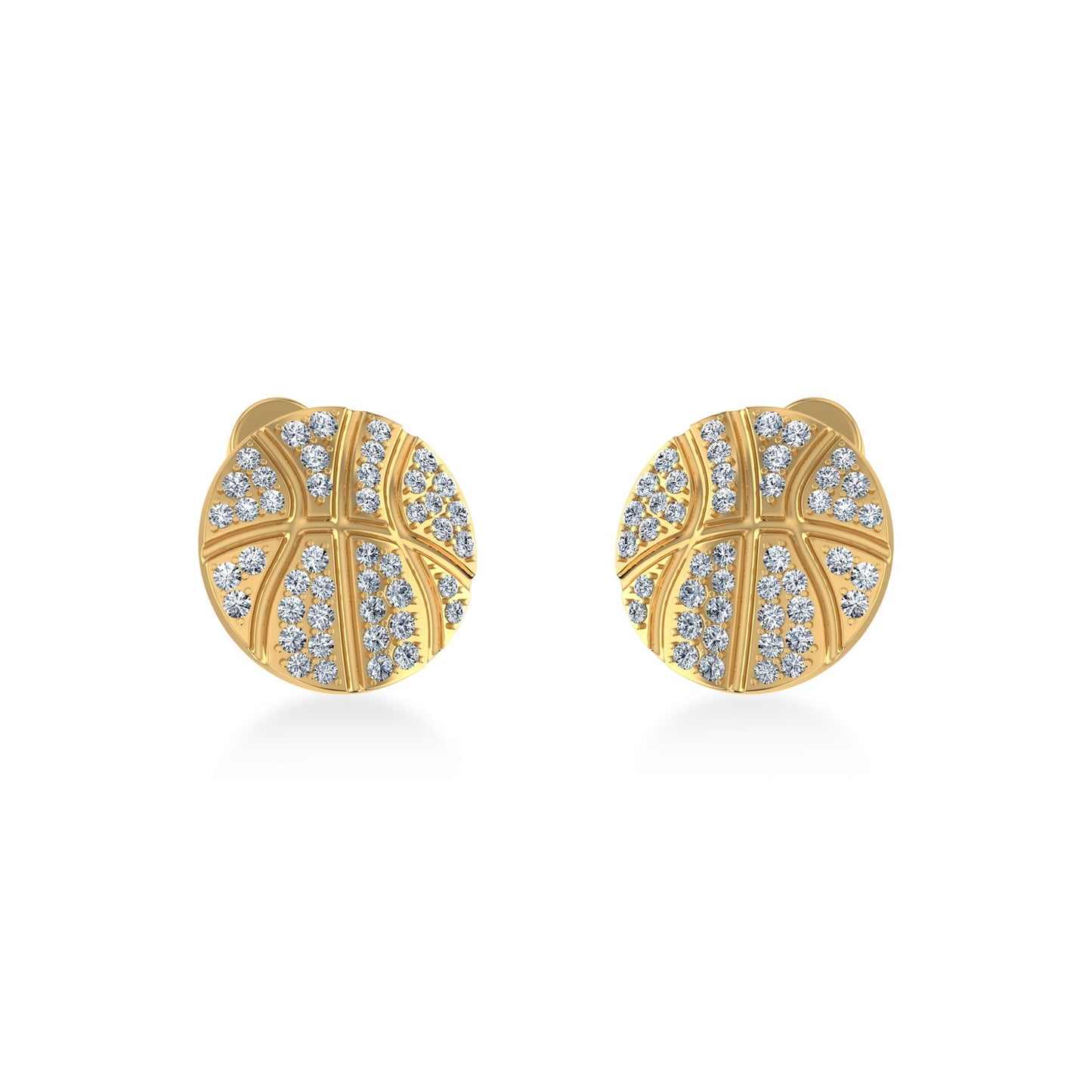 10K Yellow Gold Round Baguette Diamond Designer Stud Earrings 1/4 Ctw 1/4 Ctw