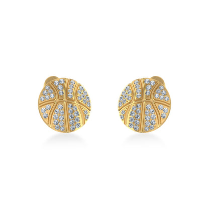 10K Yellow Gold Round Baguette Diamond Designer Stud Earrings 1/4 Ctw 1/4 Ctw