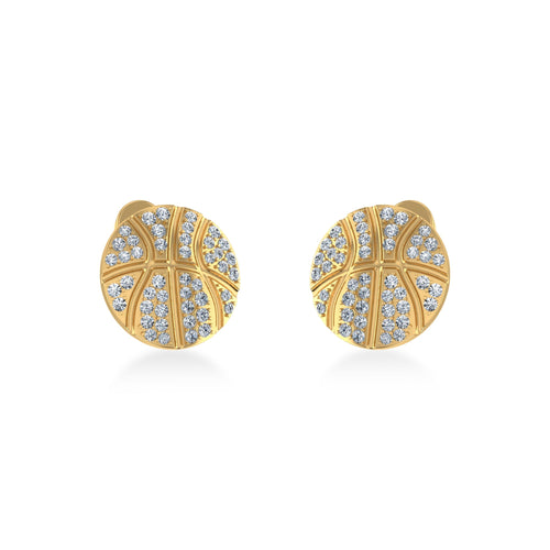 10K Yellow Gold Round Baguette Diamond Designer Stud Earrings 1/4 Ctw 1/4 Ctw