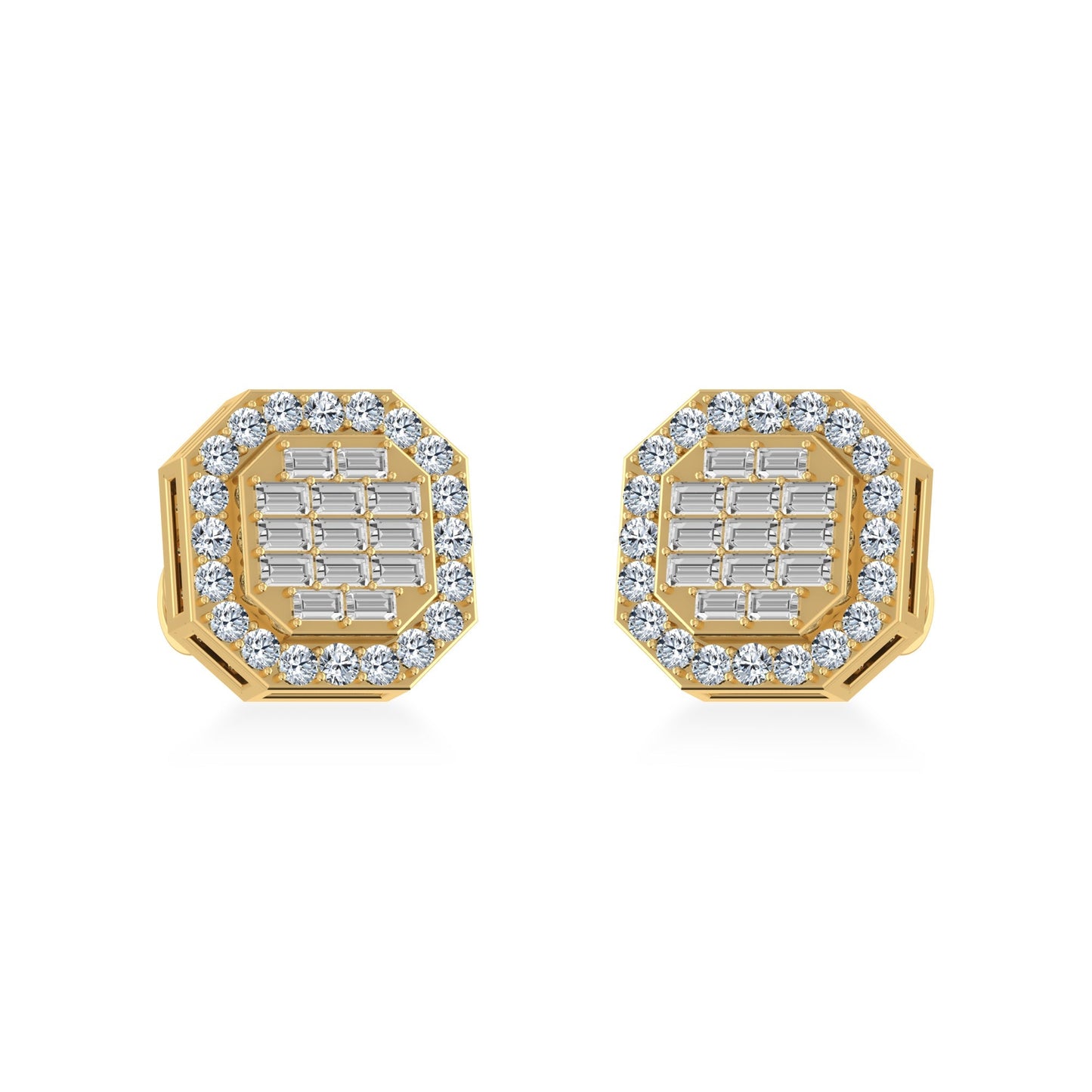 10K Yellow Gold Diamond Designer Stud Earring 1/2 Ctw