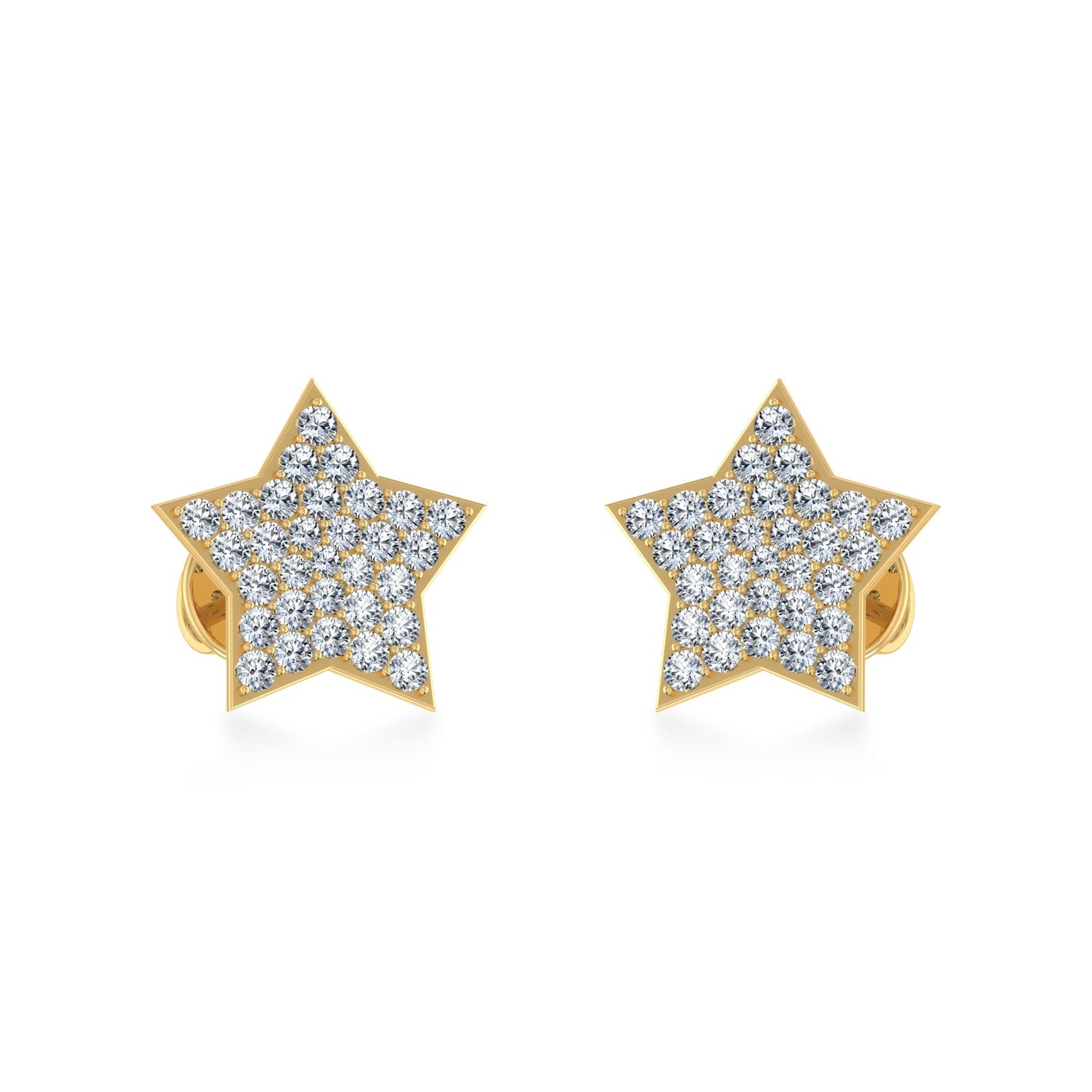 10K Yellow Gold Round Diamond Star Stud Earrings 1/4 Ctw