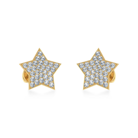 10K Yellow Gold Round Diamond Star Stud Earrings 1/4 Ctw