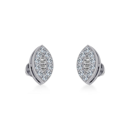 14K White Gold Baguette Diamond Marquise Shape Stud Earring 1/4 Ctw