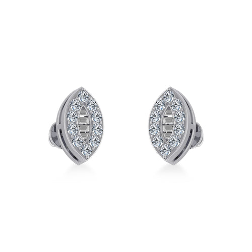 14K White Gold Baguette Diamond Marquise Shape Stud Earring 1/4 Ctw
