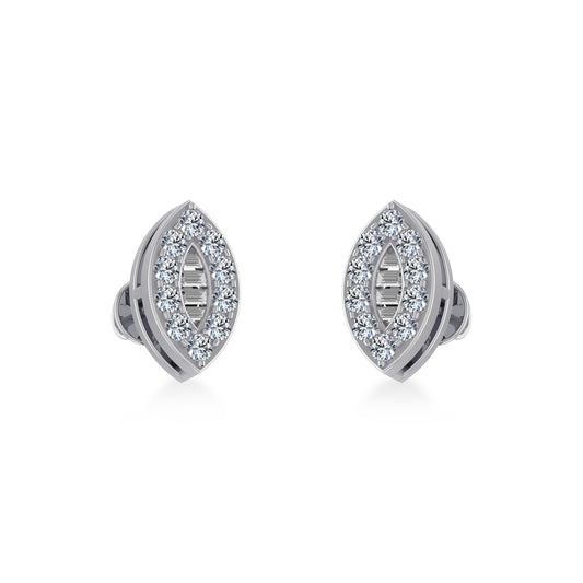 14K White Gold Baguette Diamond Marquise Shape Stud Earring 1/4 Ctw