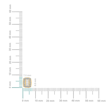 14K Yellow Gold Round Baguette Diamond Stud Earring 3/8 Ctw