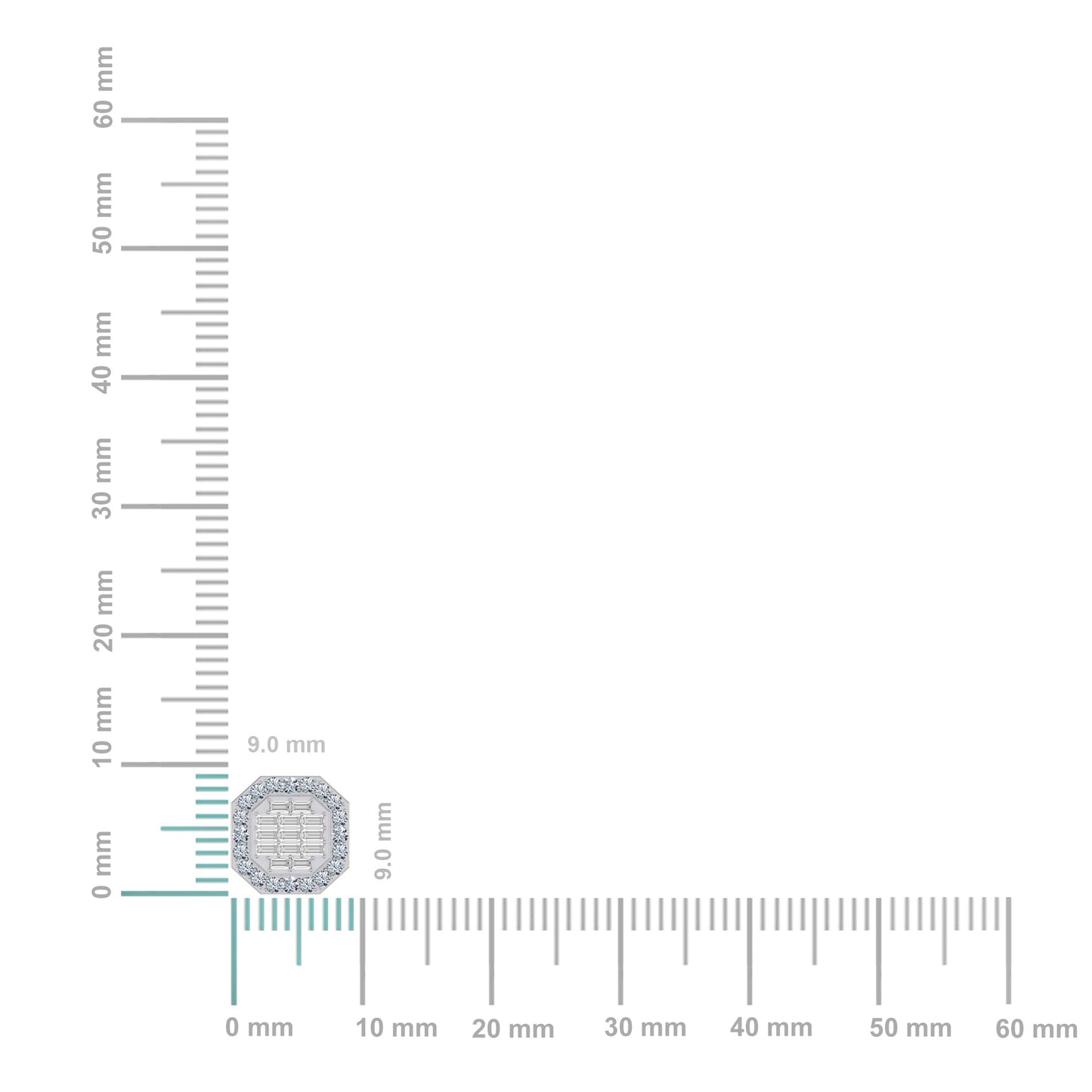 14K White Gold Round Baguette Diamond Designer Stud Earrings 1/2 Ctw