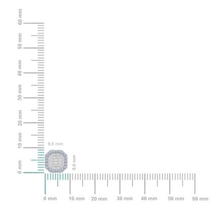 14K White Gold Round Baguette Diamond Designer Stud Earrings 1/2 Ctw
