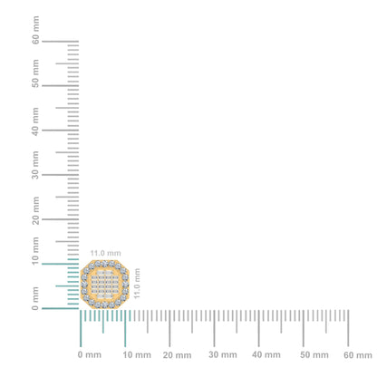 14K Yellow Gold Round Baguette Diamond Designer Stud Earrings 7/8 Ctw