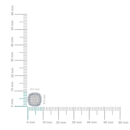 14K White Gold Round Baguette Diamond Stud Earring 5/8 Ctw