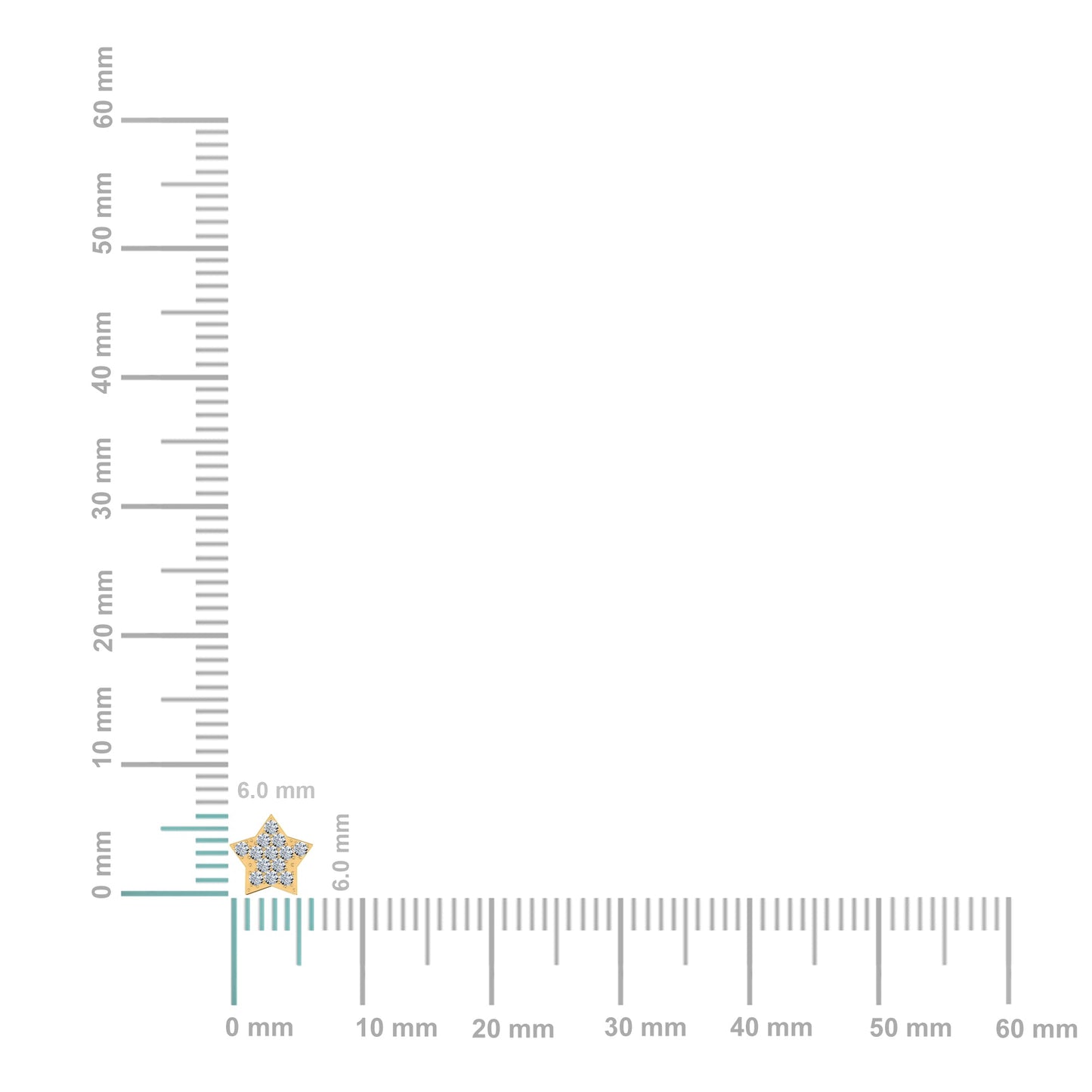 14K Yellow Gold Round Diamond Star Shape Stud Earrings 1/8 Ctw